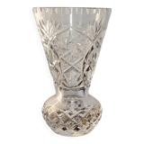 Vase à col en cristal moulé années 60