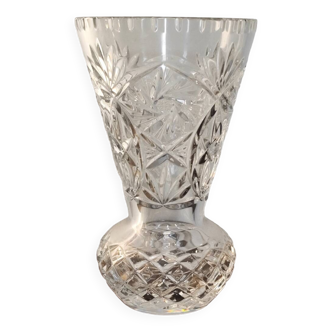 60s molded crystal neck vase