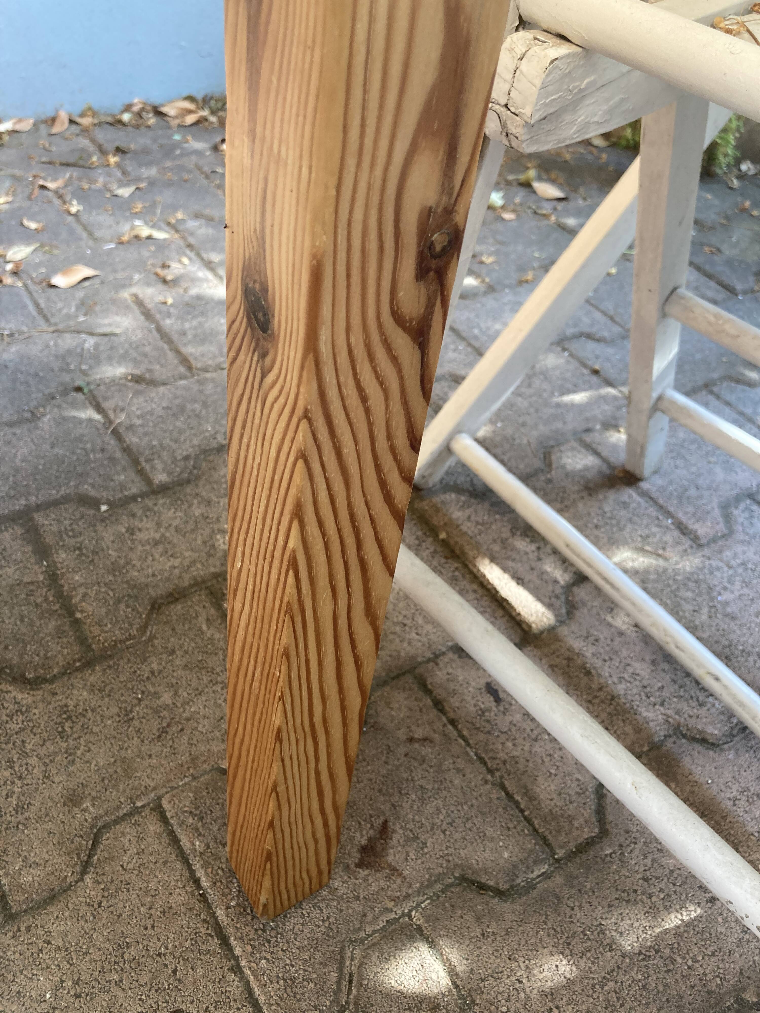 Pine and brown ceramic table, 1960s