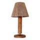 Turned wood lamp and jute lampshade