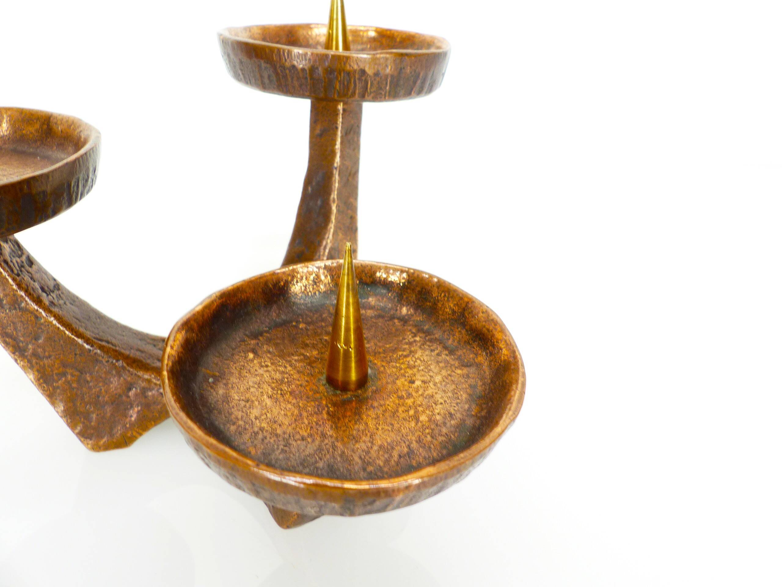 Chandelier brutaliste en bronze, 1960-1970