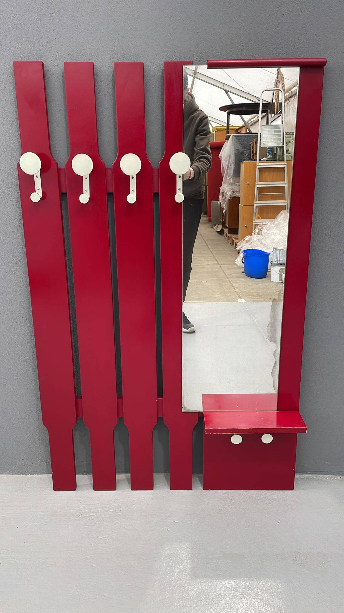 Vintage Wall-Mounted Coat Rack with Mirror and Drawer, 1960s, Czechoslovaki