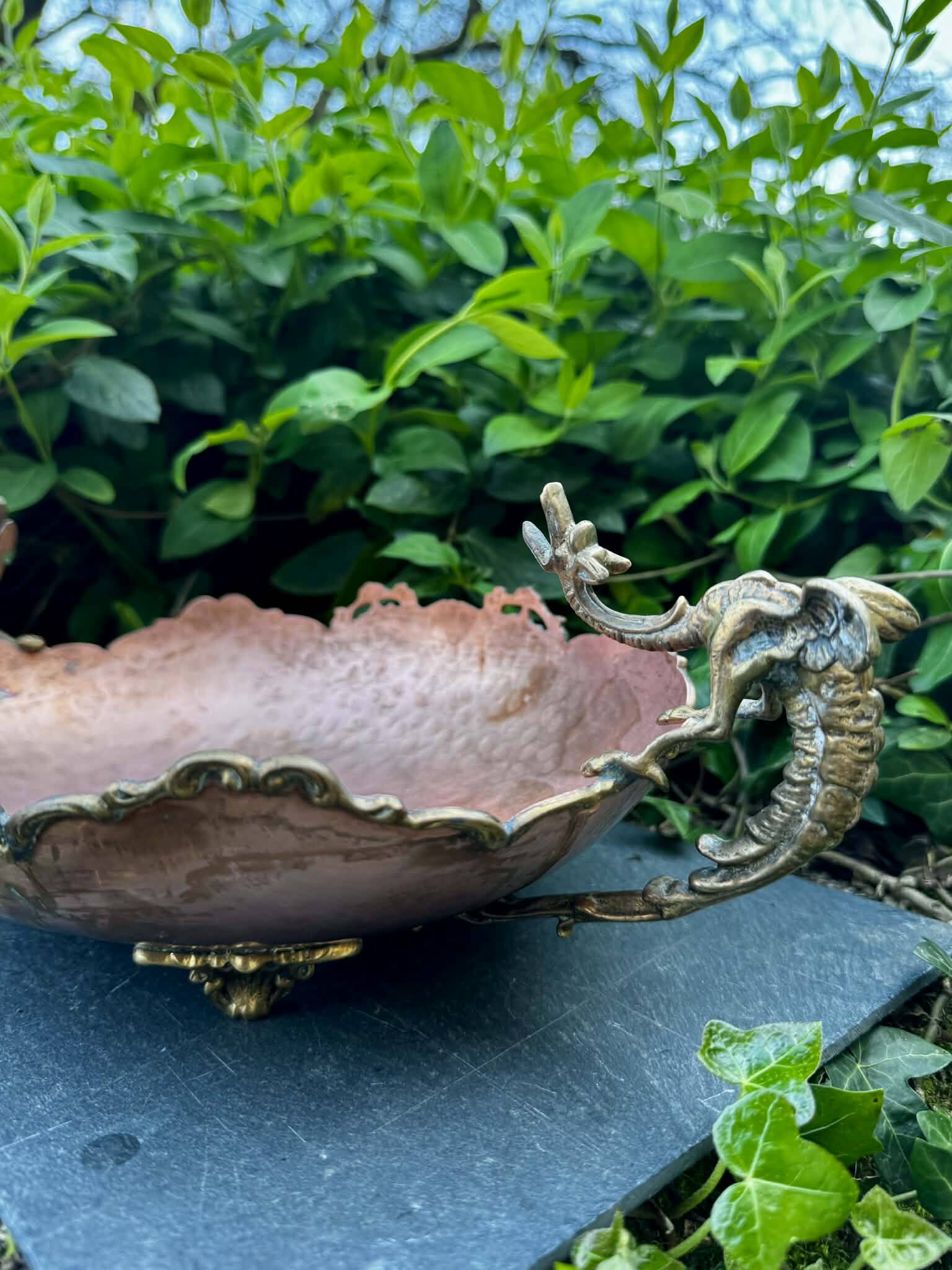 Large Art Nouveau copper fruit bowl Italy 1890s