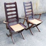 Pair of vintage TRICONFORT France deckchairs and relax chairs