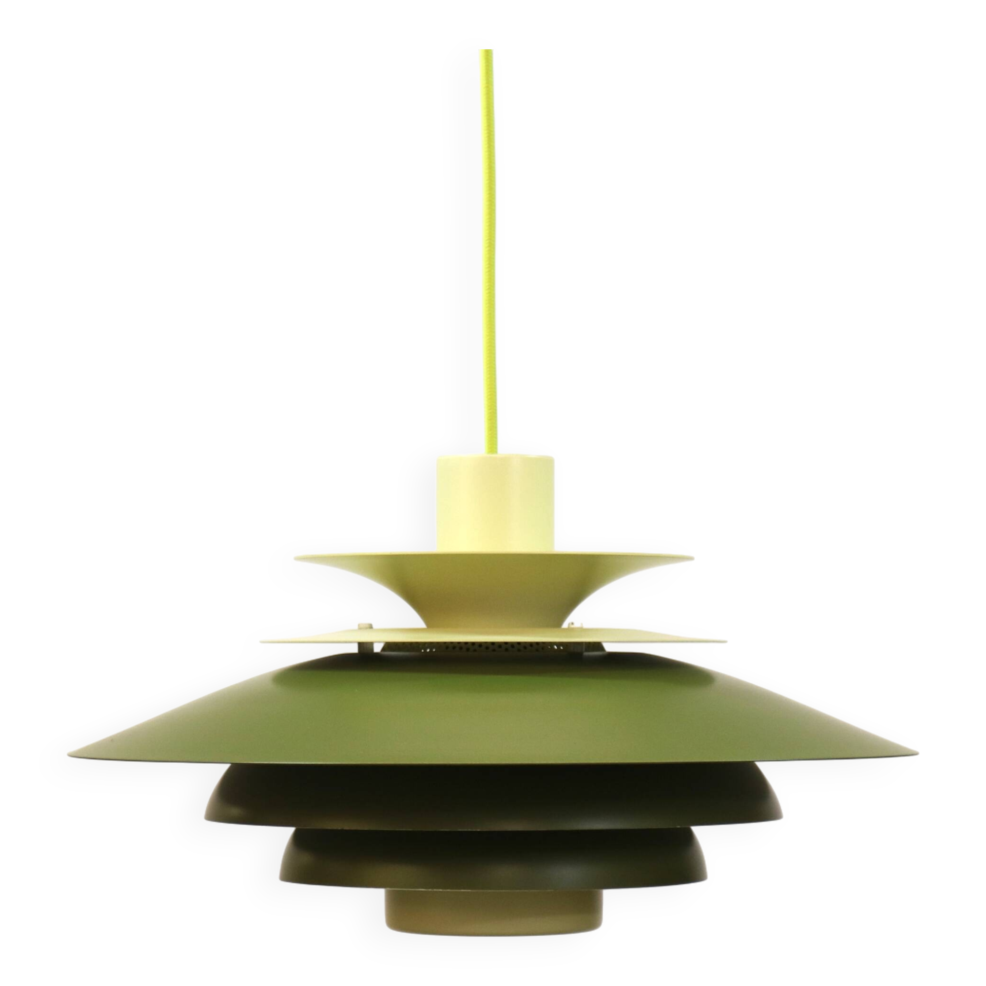 Green Danish Pendant Lamp | Kurt Wiborg Verona, 1970s Mid-Century
