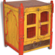 Ancient temple in Burmese teak with 2 doors openwork forged iron and its yellow and Red original patina