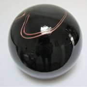 ball paperweight black and coppery glass paste Bob le Bleis glassware Maure Old vintage