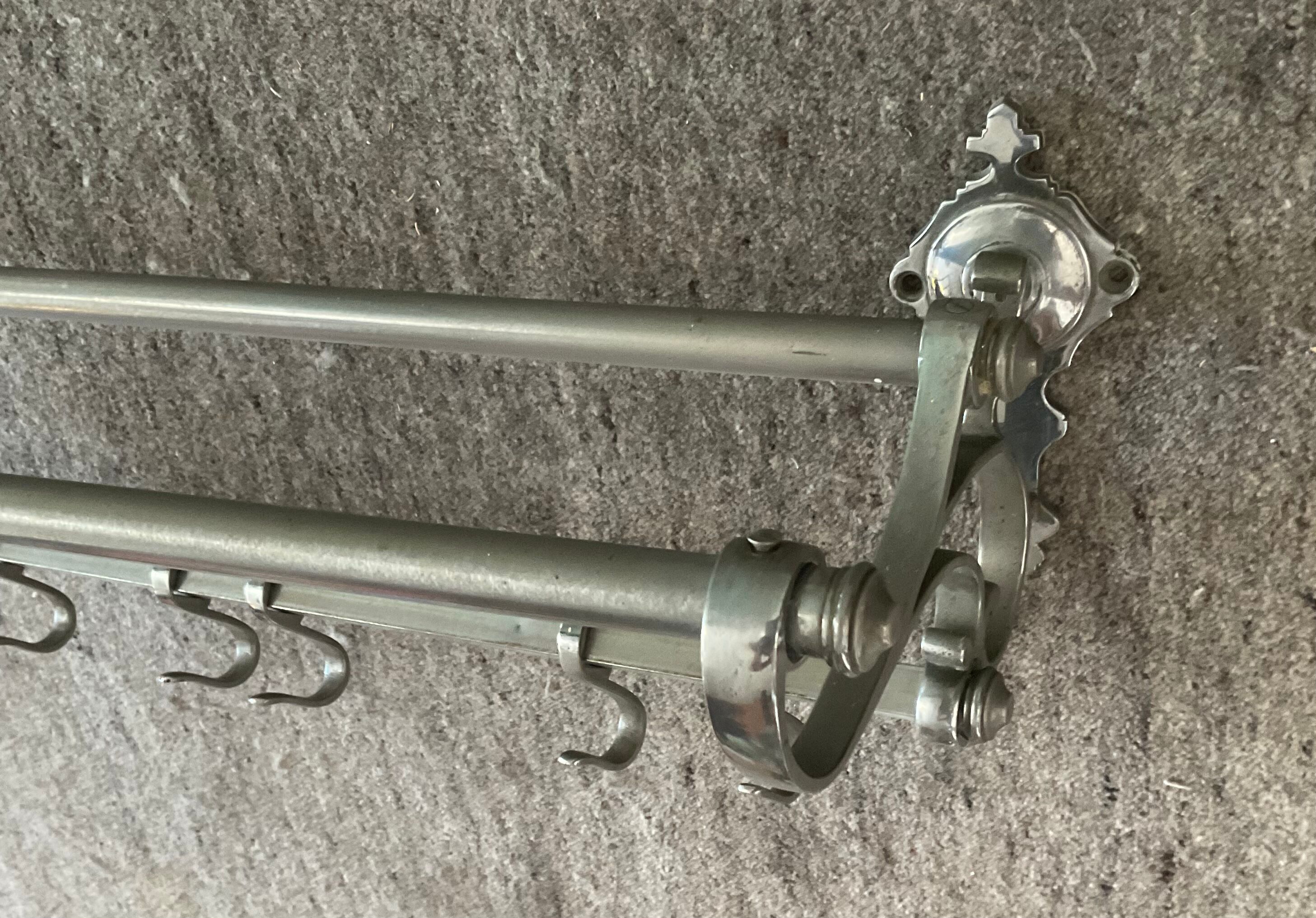 Art deco aluminum wardrobe coat rack with hat holder