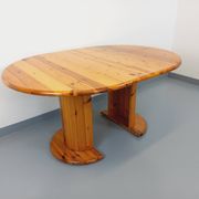 Table à manger ronde scandinave vintage en pin des années 60 70