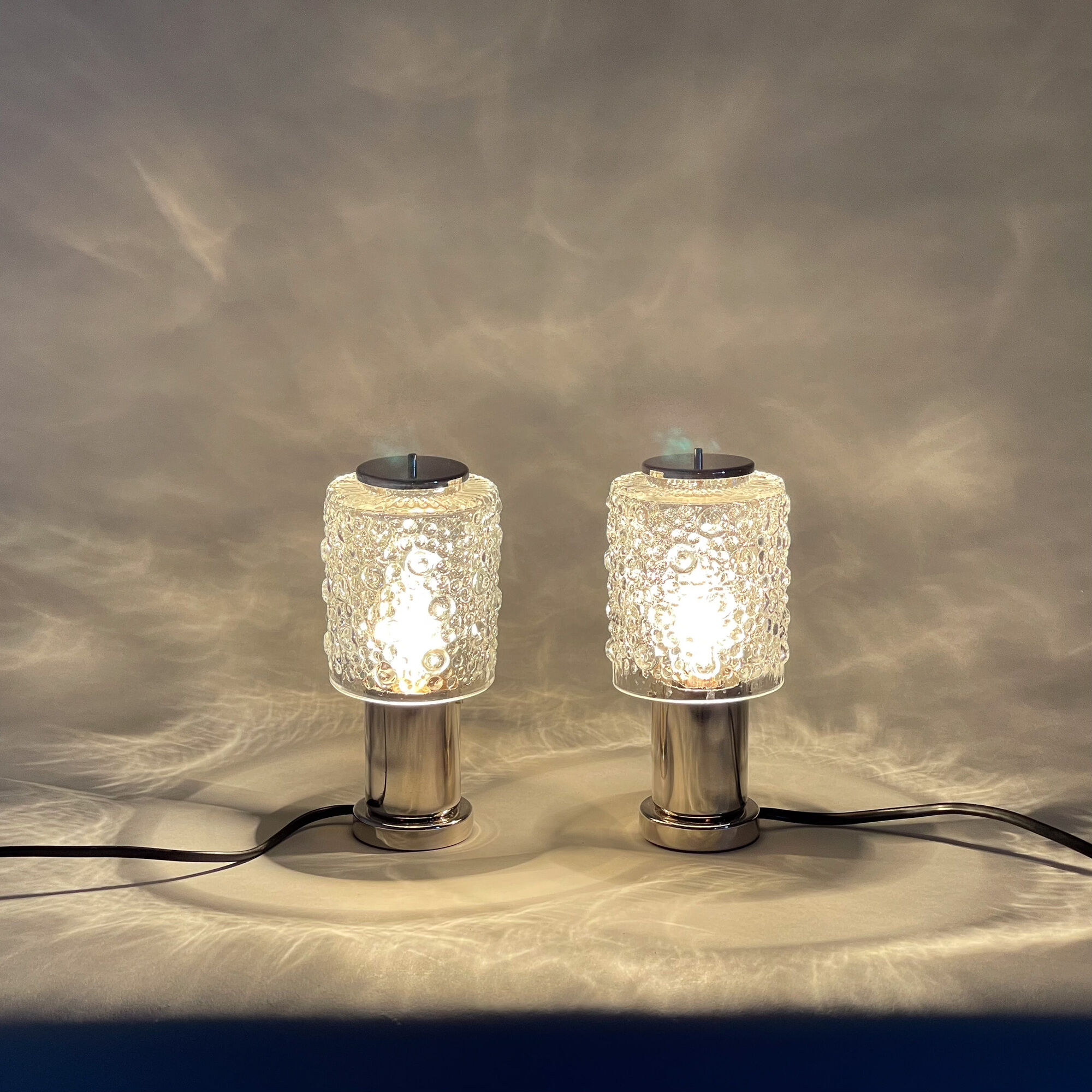 Pair of Mid-Century Chrome Table  Lamps, Kamenicky Senov, 1960's
