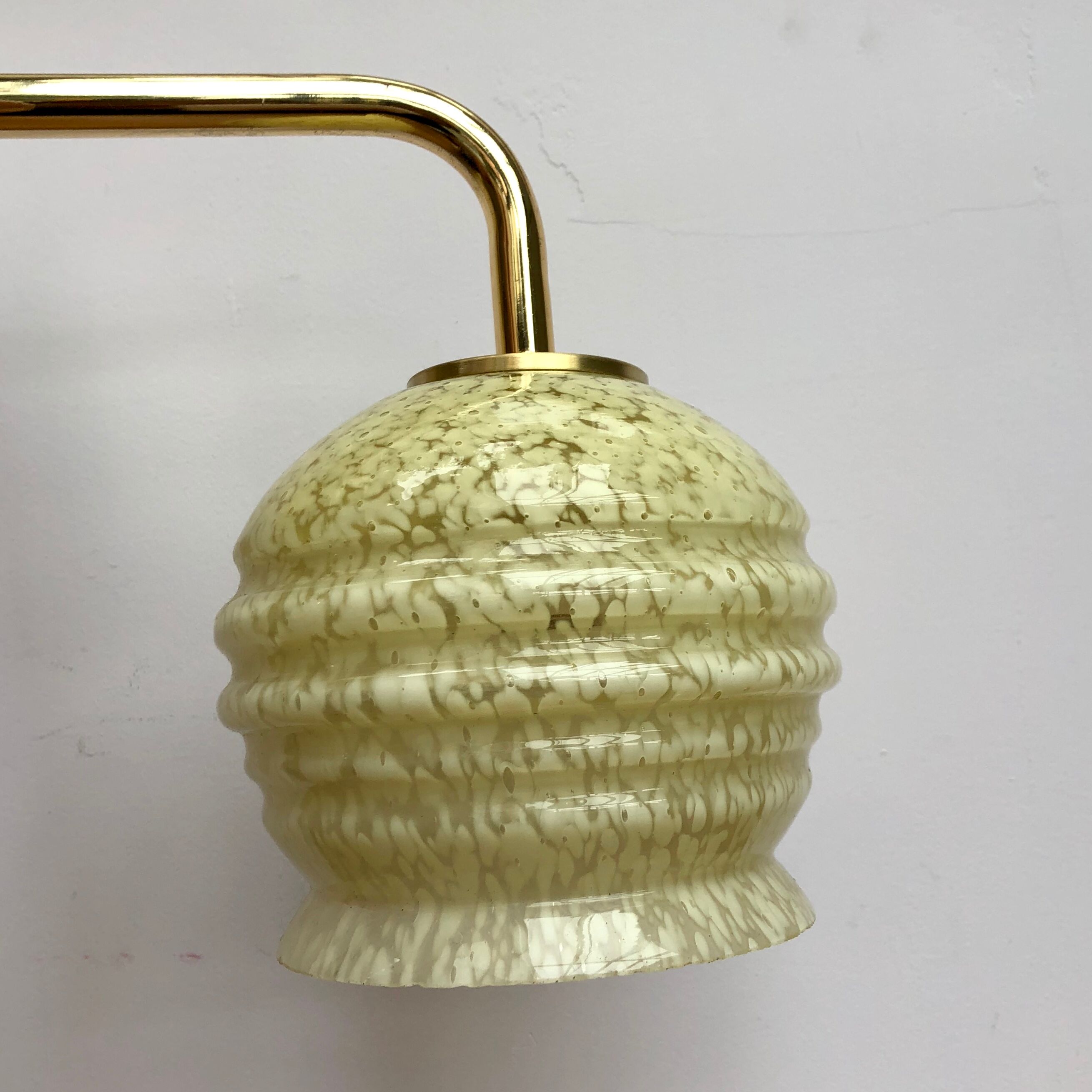 Vintage yellow Clichy glass tulip wall light