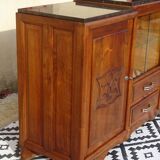 Solid walnut sideboard with small display cabinet