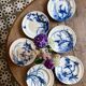 Set of 6 flat ironstone plates - Japanese Model 2 from Longwy