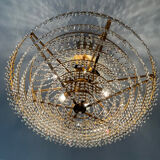 Brass chandelier and crystal tassel waterfall