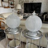 Pair of large 38 cm molded glass lamps, 1960