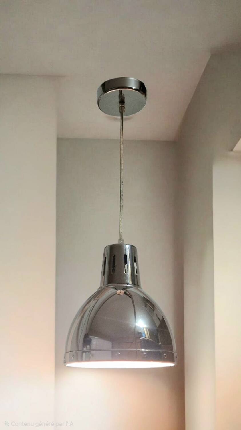 Vintage industrial pendant light - Polished chrome metal