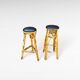 Bamboo and rattan tiki cocktail bar with stools, set of 3, 1960s