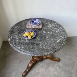 Empire walnut and marble pedestal table, late 19th century
