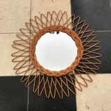 Vintage rattan sun mirror 40cm