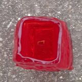 vintage brutalist red glass vase