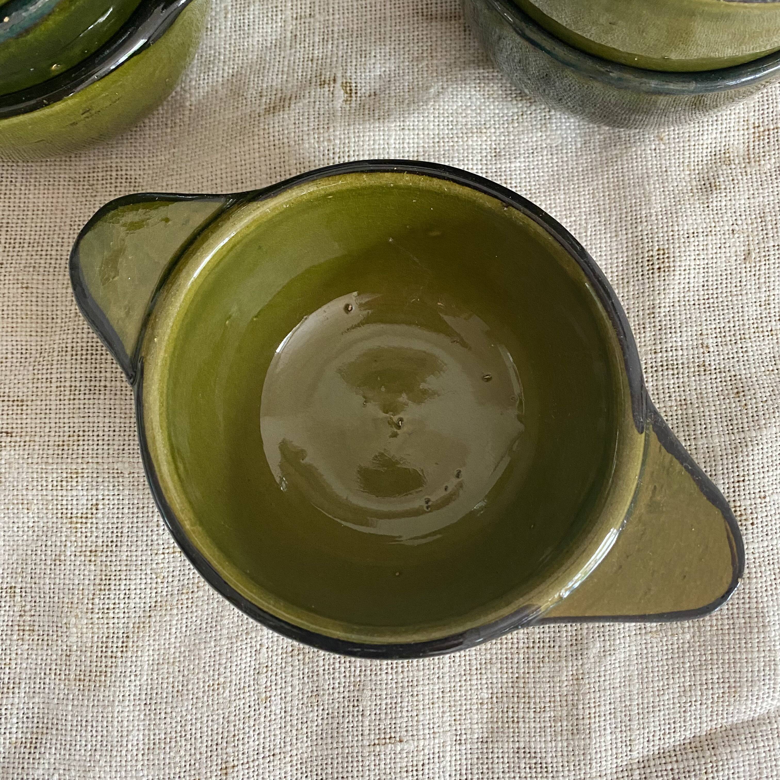 Kaki ceramic ear bowls from the 1970s