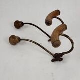 2 wooden & metal coat hooks 1900