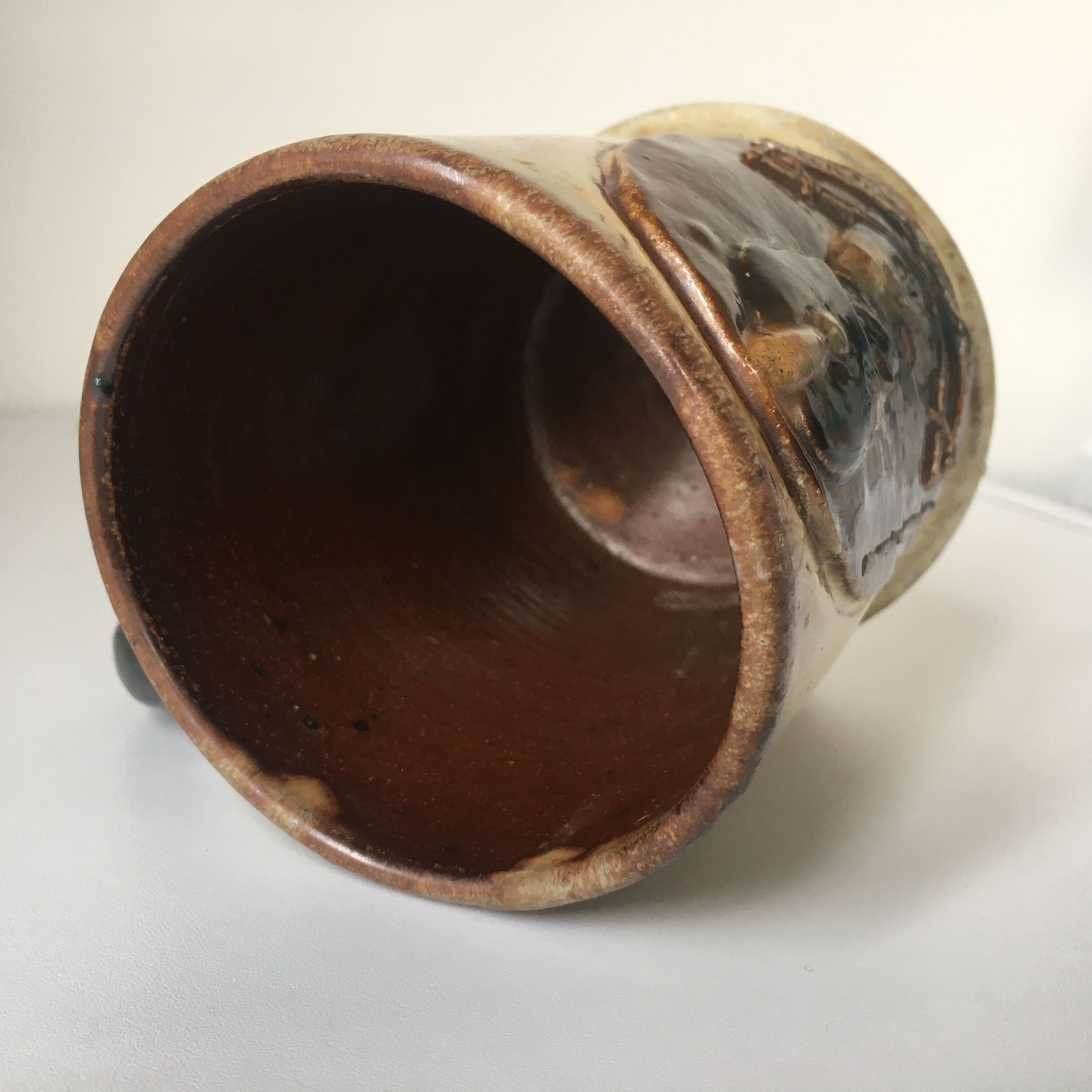 Large cup forming flamed pen pot of Vallauris