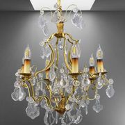 Lustrous Gold Bronze & Bohemian Crystal with Six Lights Louis XV * Lucien GAU