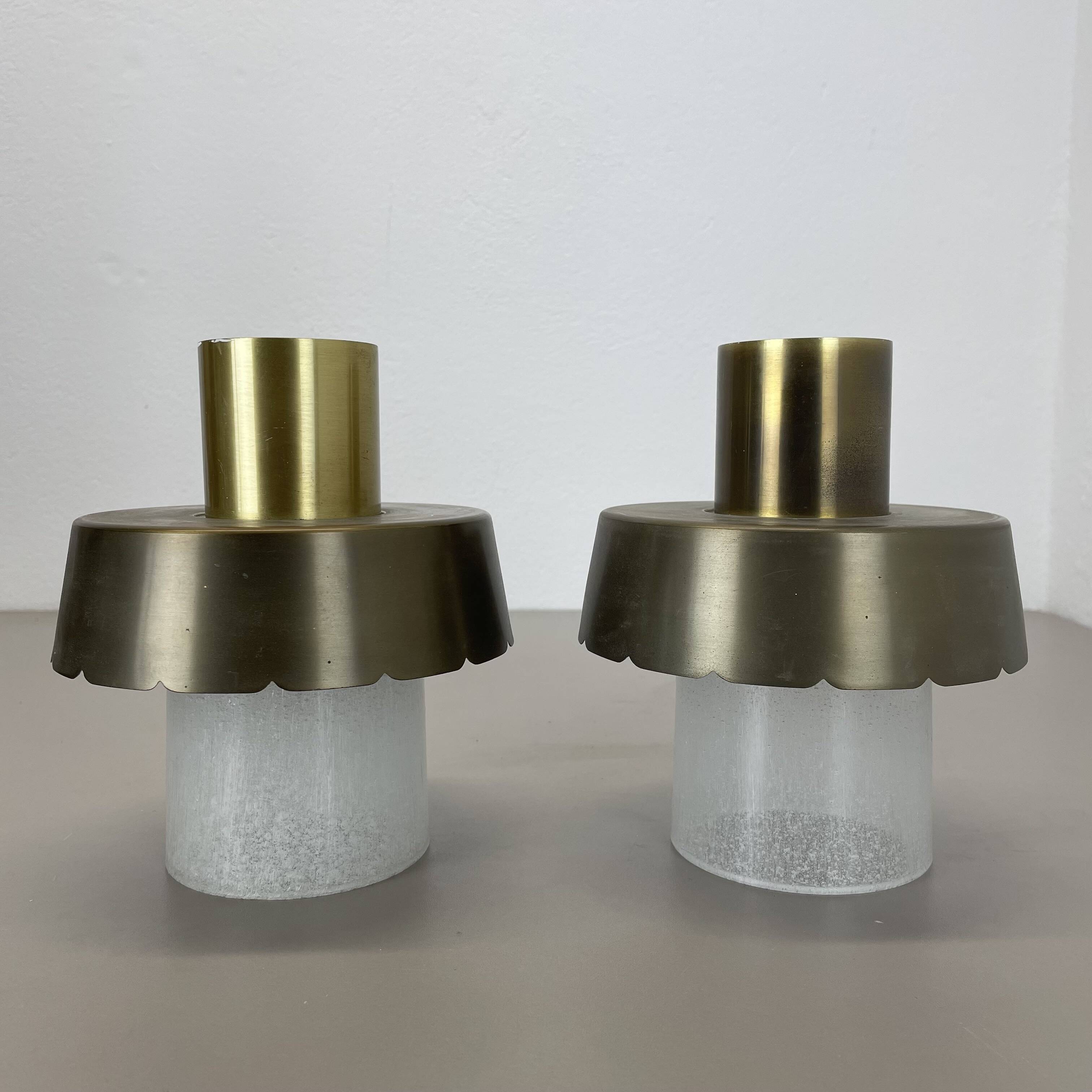 Set of two minimalist Brass and glass "tube" Ceiling Light, Italy 1970s