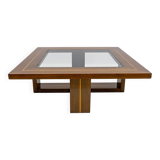 Mid-century Modern Maple Inlays and Walnut Coffee Table, Italy, 1970s