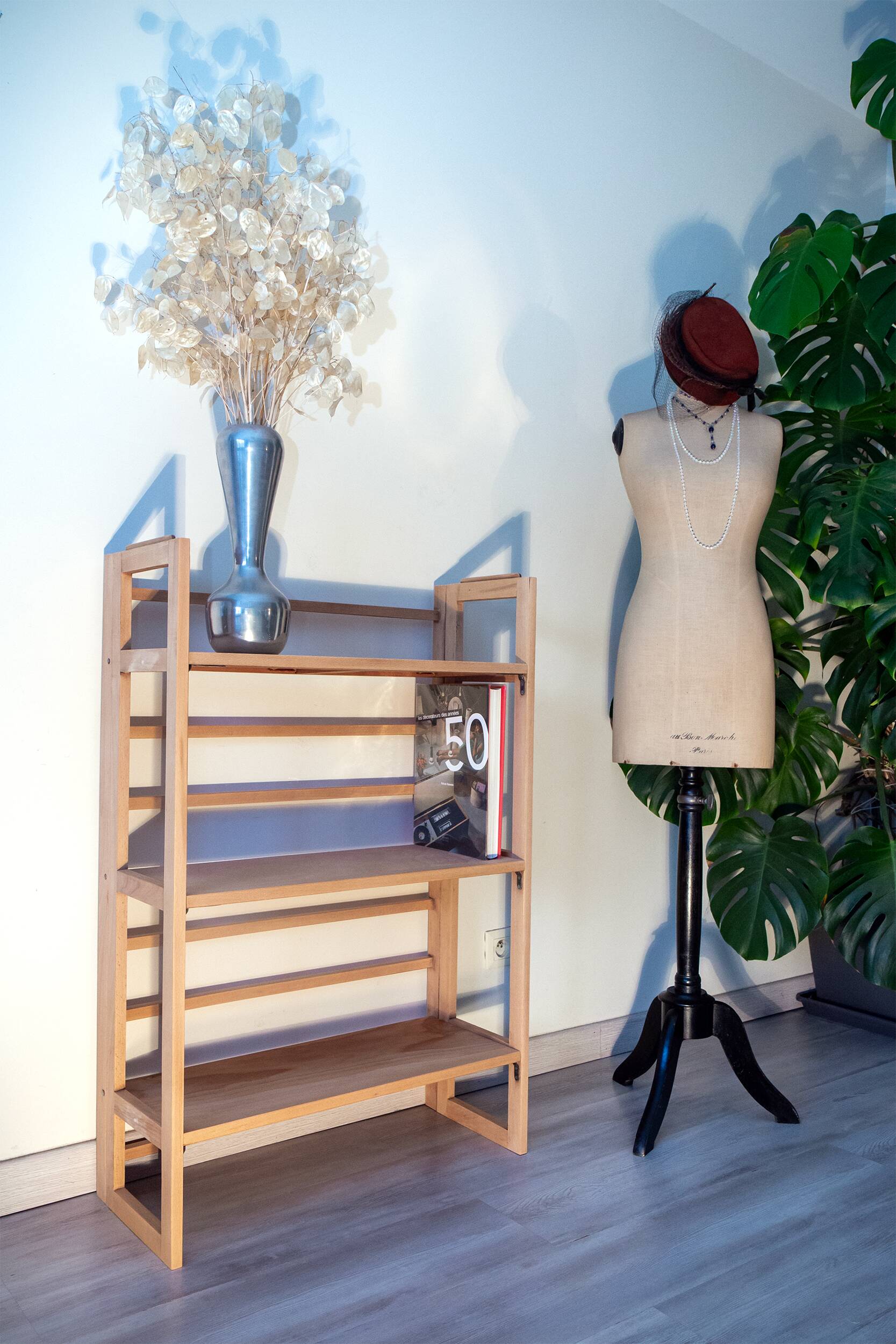 1960s folding bookseller's shelf