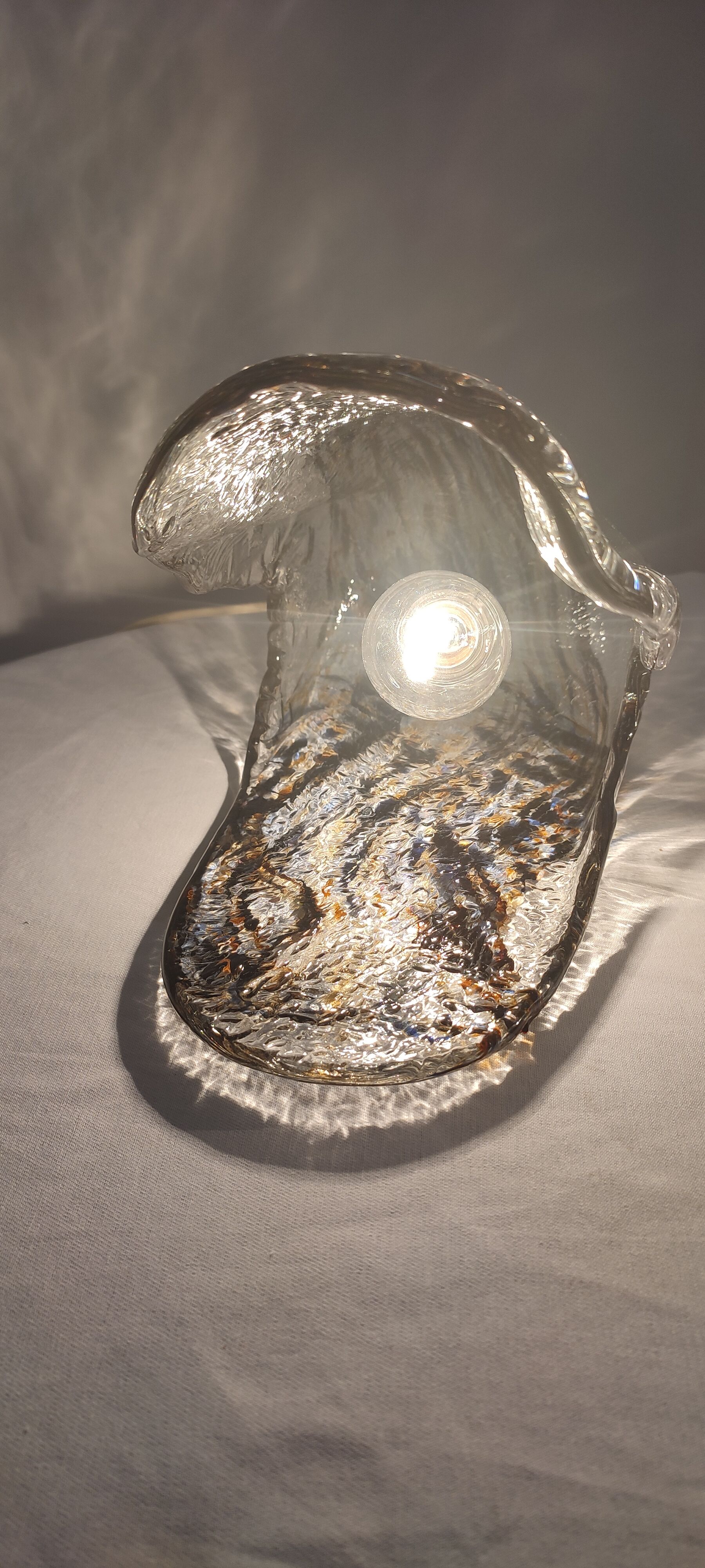 Murano glass "oyster" table lamps. Italy, 1960s.