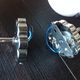 Pair of globe wall lamps in white opaline and chrome/vintage metal 70s