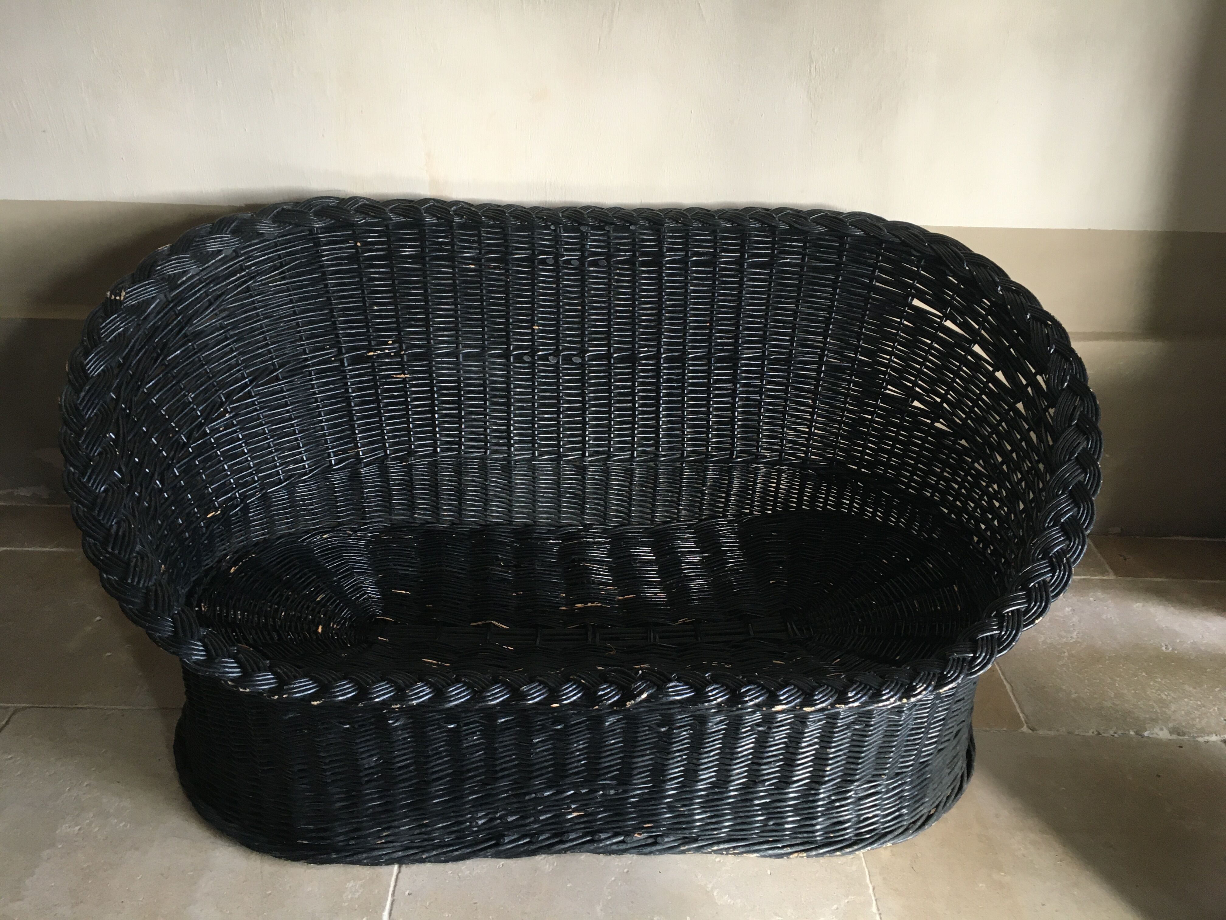 Black diabolo rattan set of the 60s