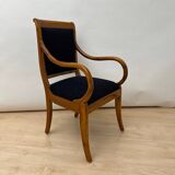 Biedermeier Armchair in Walnut & Black Boucle, South Germany, 1835