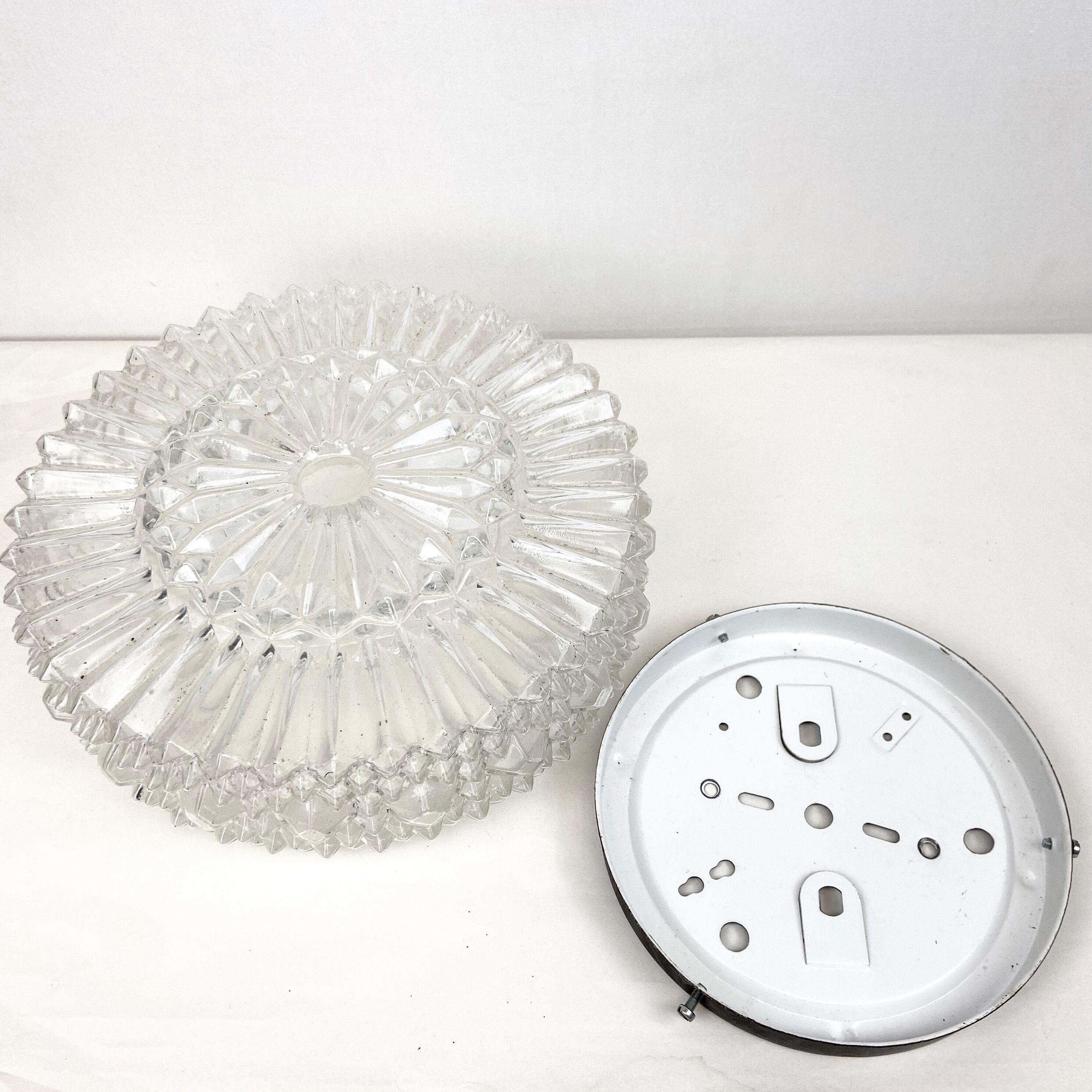 Ceiling lamp or wall lamp in holophanous glass - Ø 24,5 cm