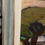 Oil painting on canvas "The Train" Franco Prayer (1924) 80 x 60 cm