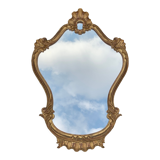 Old mirror in carved wood and gilded leaf, Louis XV rocaille style, twentieth century 59x87cm