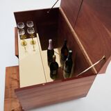 Bar chest in wood and brass marquetry signed Michel Lefèvre 1960