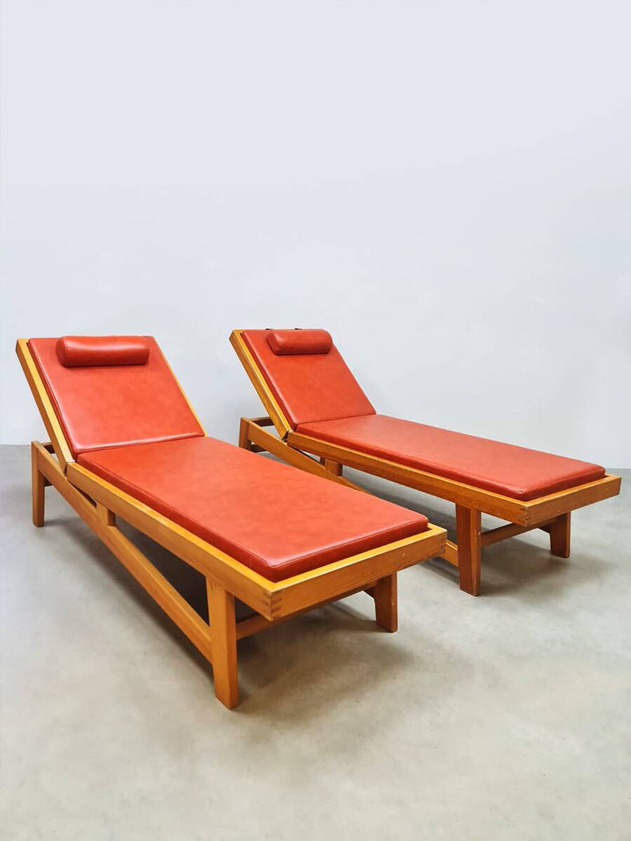 Vintage Swiss design sunbed daybed chaise longue 1950's