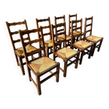 8 oak chairs with straw seats