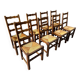 8 oak chairs with straw seats