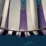 Metal pendant lamp and prism model in white mid-century by Werner Schou for Coronell Elektro, Denmark, 1960s.