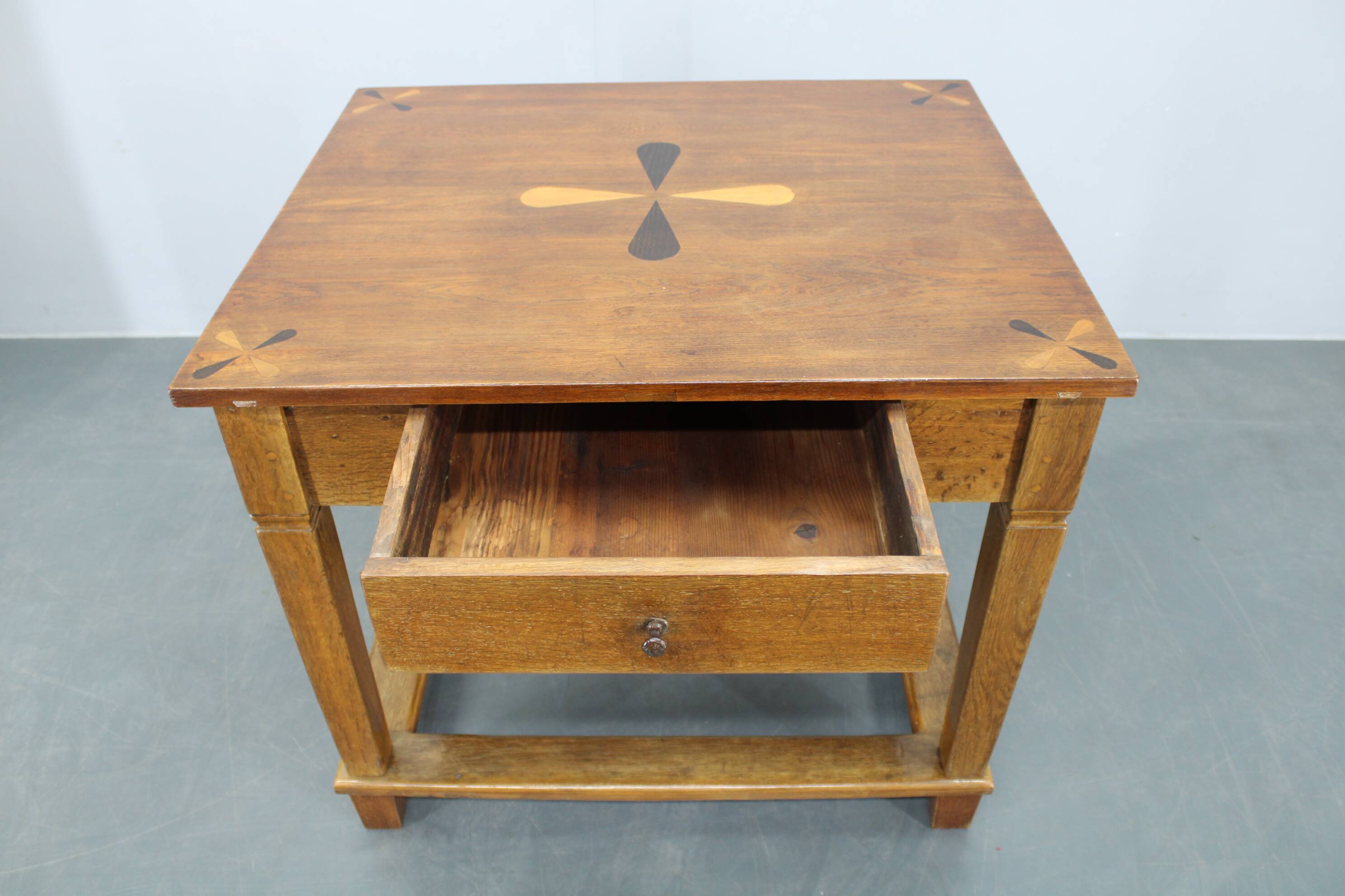 1930s Restored Antique Oak Table, Czechoslovakia