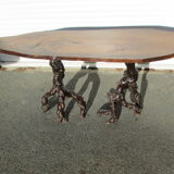 Brutalist coffee table in walnut and vine stocks
