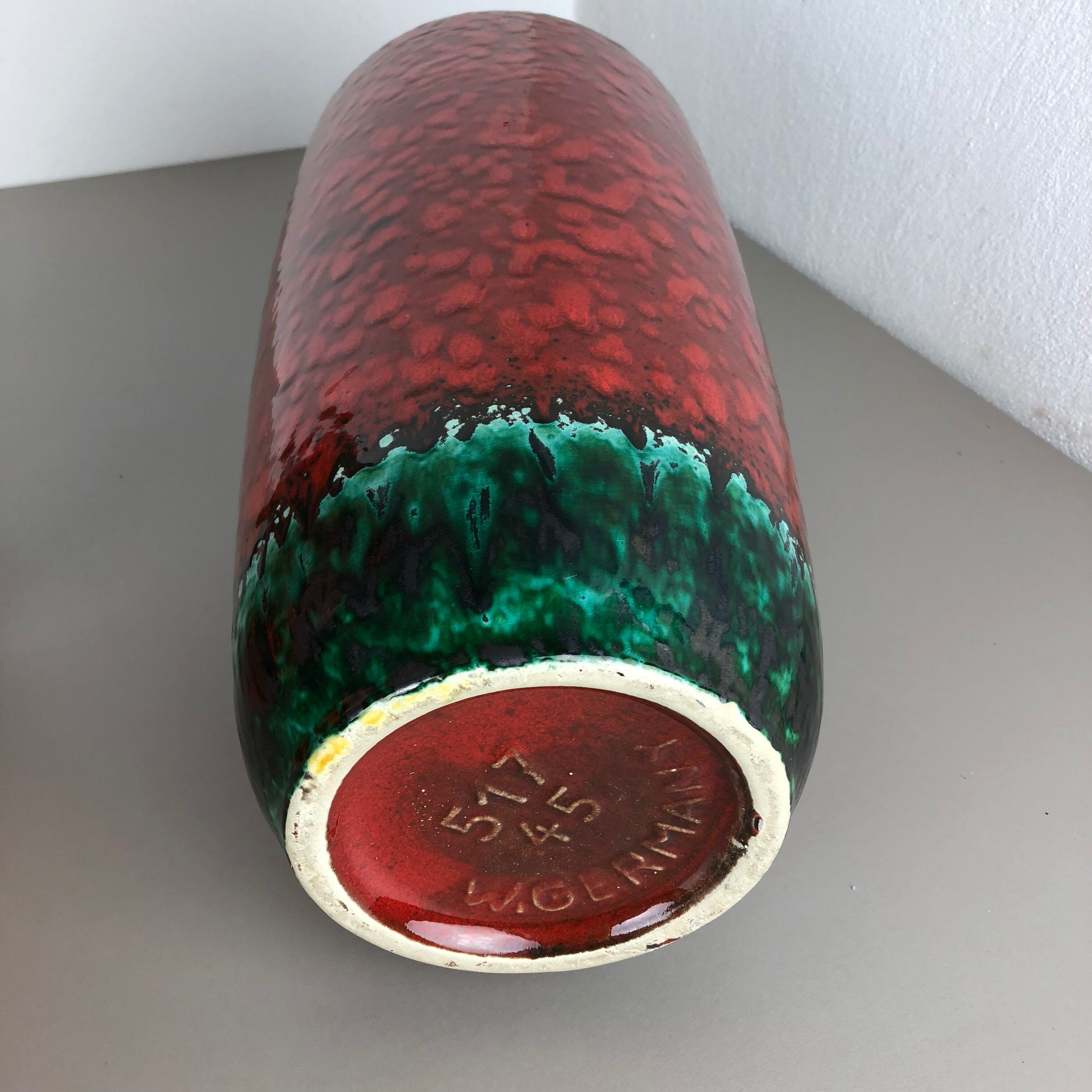 Large Pottery Fat Lava Multi-Color 517-45 Floor Vase Made by Scheurich, 1970s