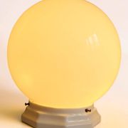 Opaline ball ceiling light, Art Deco/industrial — 1930s-1950s