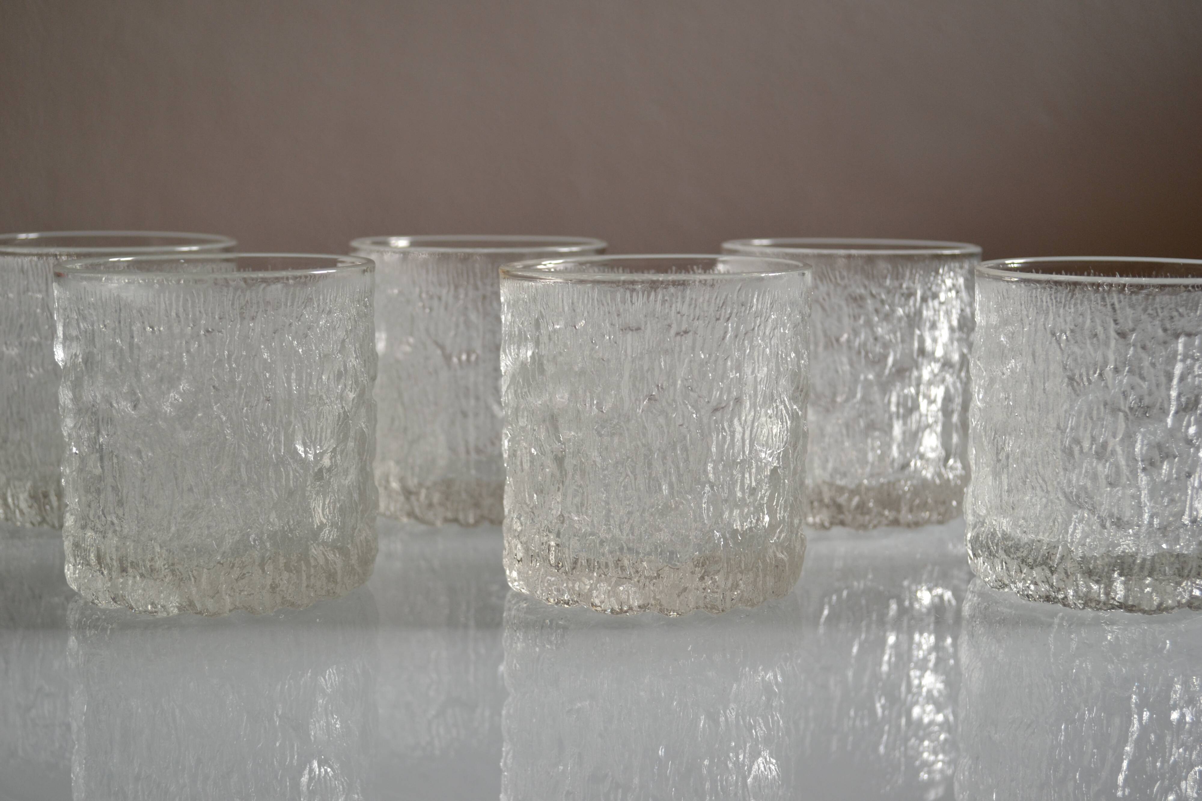 set of 6 vintage textured glasses 1980 by Charlotte Hutte @ Goebel Germany
