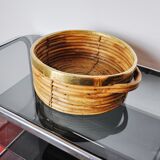 Rattan and brass basket, Italy, 1970