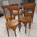 Suite de 6 chaises de bistrot Baumann vibtage années  1920